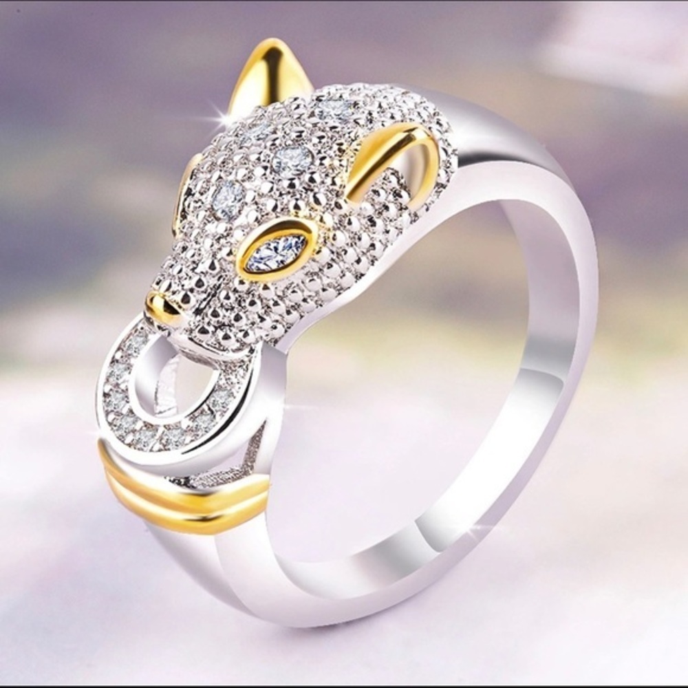 Silver Leopard Rhinestone Ring - Picture 1 of 3